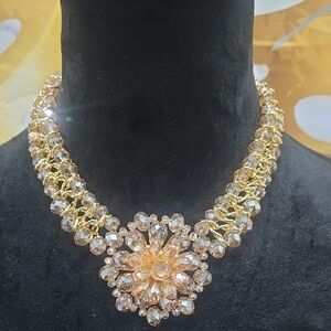 Elegant Gold Glass Beaded Necklace